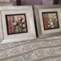 فروش فوری دو عدد تابلوی نقش و نگار برجسته طرح گچی