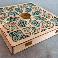 جعبه تیبگ پذیرایی زعفرانl قیمت کارخانه l برش لیزری