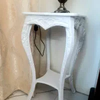 میز آباژور سفید چوبی