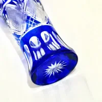 گلدان کریستال آنتیک دو پوست بوهمیا چک کبالت|صنایع دستی و سایر لوازم تزئینی|تهران, سهروردی|دیوار