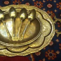 قاشق برنجی،سینی ،کاسه