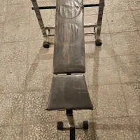 میز پرس به همراه میله هالتر و وزنه و دمبل|تجهیزات ورزشی|خرمآباد, |دیوار