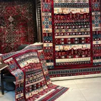 قالی هزارشانه/+هنر درهرگره پشمی +رنگ دودی دلفینی&