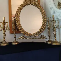 اینه و شمعدان برنزی آنتیک