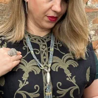 گردنبند دستساز هندی رنگ ترکیب سنگ وروکش نقره|زیورآلات و اکسسوری|رشت, بلوار گیلان|دیوار