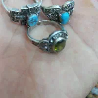 انگشتر زنانه فیروزه نیشابور و زبرجد|جواهرات|اهواز, فتح|دیوار