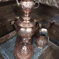 ست کامل سماور مسی ذغالی ۶ لیتری|سماور، چایساز، قهوهساز|قم, چهل درخت|دیوار