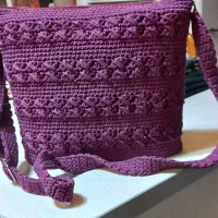 کیف مکرومه با آستر دوزی تمیز