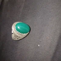 انگشتر نقره  نگین سنگ عقیق سبز
