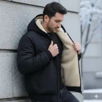 کاپشن مردانه مشکی داخل تمام خز