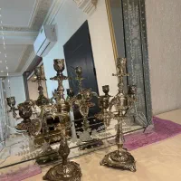 یک جفت جا شمعی برنز با انکاری نقره|لوستر و چراغ آویز|تهران, سهروردی|دیوار