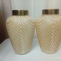 گلدان شیک دکوراتیو کرم و طلایی ست ۲عددی|صنایع دستی و سایر لوازم تزئینی|تهران, قاسمآباد|دیوار