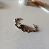 دستبند نقره قدیمی با انگشتر عقیق