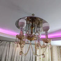 لوستر ۴ شاخه کریستال و آینه ای در حد نو