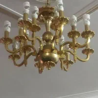 لوستر ۸شاخه ۱۶شعله برنجی آبکاری