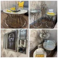 میز جلو مبلی و سه عسلی و تابلو اینه ای