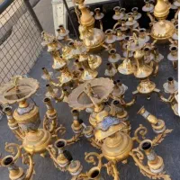 شمعدان لوستر و آینه( شمعدان سالم وخراب)