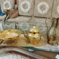 سرویس بزرگ سماور.کتری و آفتابه مسی|سماور، چایساز، قهوهساز|بروجرد, |دیوار