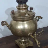 سماور ذغالی برنجی پنج ستاره سنگین قدیمی
