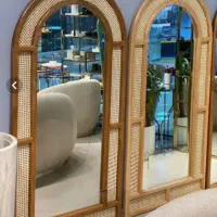 آینه چوبی در رنگ های قهوه ای و فندقی وکرم|آینه|ارومیه, |دیوار