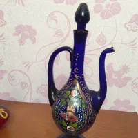 سینی مسی و پارچ چراغ گلابپاش گلدون عتیقه|کلکسیون اشیاء عتیقه|فسا, |دیوار