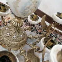 لوستر برنجی سرامیکی 10 شاخه طرح فرشته