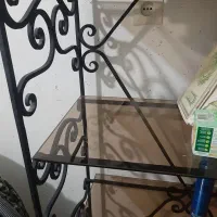 کتابخانه فرفورژه به همراه آئینه و کنسول|کتابخانه، شلف، قفسه‌های دیواری|لوشان, |دیوار