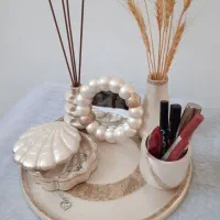 ست دکوری آرایشی صدفی طلایی|مجسمه، تندیس، ماکت|یزد, |دیوار