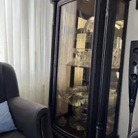 بوفه ویترین چهار طبقه چوب گردو