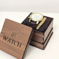 پک کادویی ساعت تاریخ دار+دستبند حدید