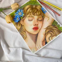 نقاشی چهره مدادرنگی|تابلو، نقاشی، عکس|قم, آزادگان|دیوار
