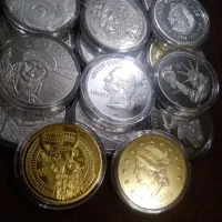 سکه مدال آبکاری نقره و طلا استیل خارجی