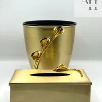سطل دستمال فلزی گل لیلیوم