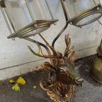 روشنایی گازی قدیمی برنزی سر گوزن|کلکسیون اشیاء عتیقه|همدان, |دیوار