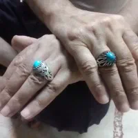 انگشتر فیروزه نیشابور با رکاب نقره