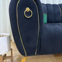 مبل۸نفر رنگ سبز و مشکی پایه استیل ۴تا عسلی|مبلمان خانگی و میز عسلی|یزد, |دیوار