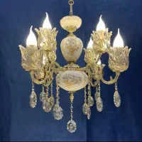 لوستر سرامیکی سرپیچ e14 برنج 4+4 شعله