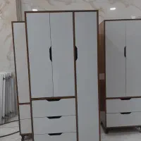 کمد ام دی اف رنگ چوب و سفید