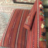 دو جفت پشتی دستباف ترکمن خاص به همراه دو عدد کوسن|پشتی|لنگرود, |دیوار