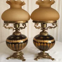 چراغ قدیمی کریستال تراش چک و برنز