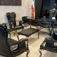 مبلمان اداری میز مدیریت الماس ورق طلا کلاسیک نیمست