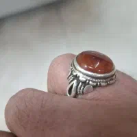 انگشتر دست ساز عقیق یمن رگه دار