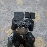 دسته پلی استیشن 2 بی سیم  و دو عدد مموری کارت