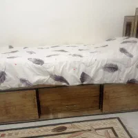 دوتا تخت یکنفره MDFکشو وباکس دار با تشک|تخت و سرویس خواب|تهران, دریاچه شهدای خلیج فارس|دیوار