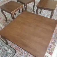 میز وسط مبل ۸۰ در ۸۰ سانت و ۳ عدد عسلی چوب راش نو