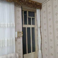 پرده پلیسه با کتیبه و چوب پرده