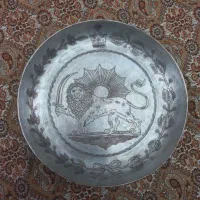 بشقاب مسی قاجاری تاریخ دار و صاحبه دار