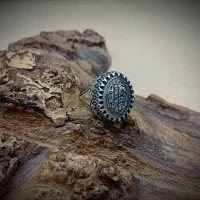 انگشتر نقره مردانه با نگین درنجف خطی ذکر یا زهرا س
