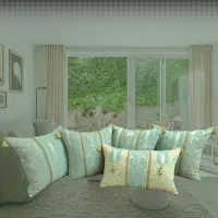 کوسن آبی فیروزه ای طلائی