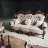 مبل هفت نفره استیل با سه عدد میز عسلی